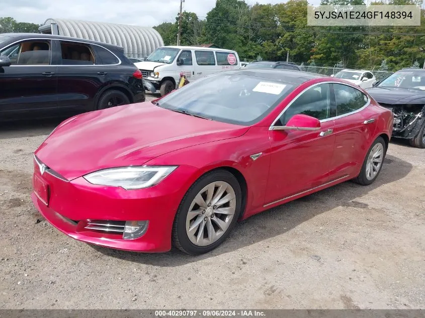 2016 Tesla Model S 60D/70D/75D/85D/90D VIN: 5YJSA1E24GF148394 Lot: 40290797