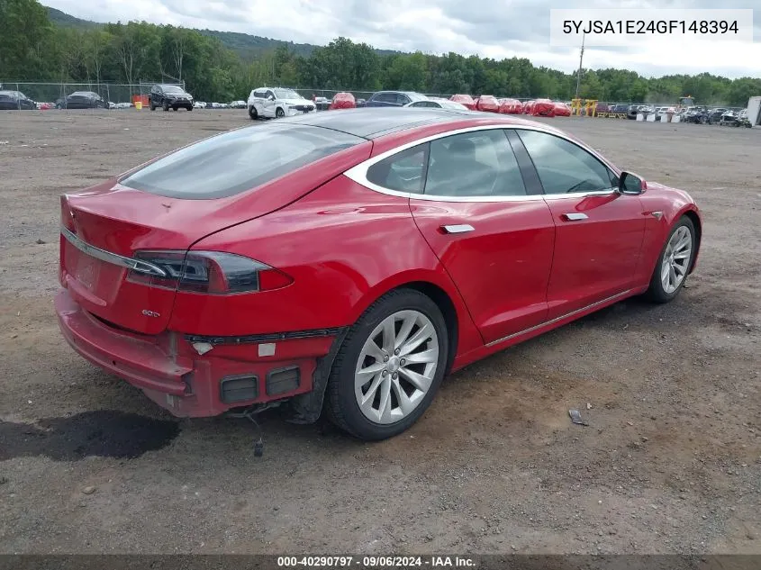 2016 Tesla Model S 60D/70D/75D/85D/90D VIN: 5YJSA1E24GF148394 Lot: 40290797