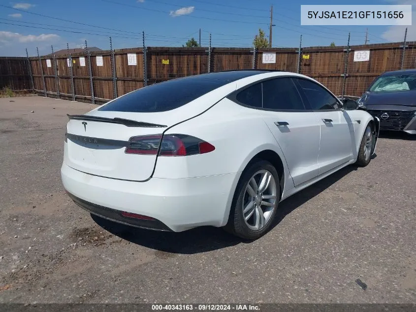 2016 Tesla Model S 60D/70D/75D/85D/90D VIN: 5YJSA1E21GF151656 Lot: 40343163