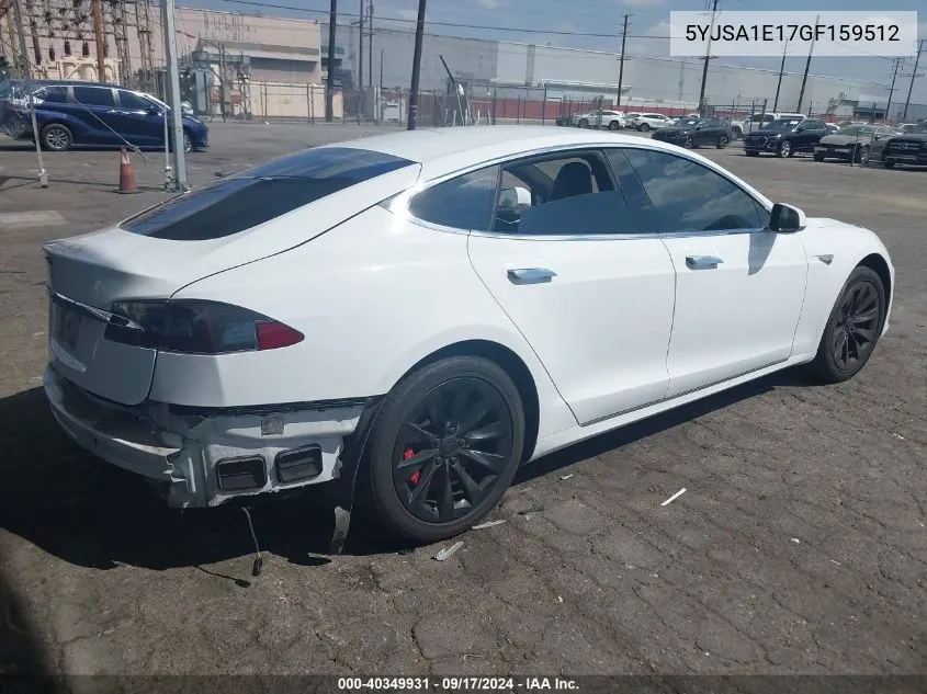 2016 Tesla Model S 60/70/75/85 VIN: 5YJSA1E17GF159512 Lot: 40349931