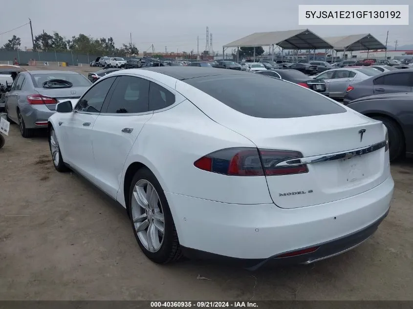 2016 Tesla Model S 60D/70D/75D/85D/90D VIN: 5YJSA1E21GF130192 Lot: 40360935