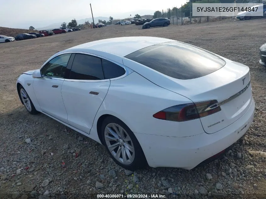 2016 Tesla Model S 60D/70D/75D/85D/90D VIN: 5YJSA1E26GF144847 Lot: 40386071