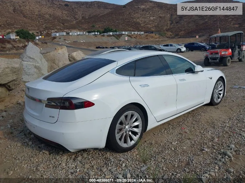 2016 Tesla Model S 60D/70D/75D/85D/90D VIN: 5YJSA1E26GF144847 Lot: 40386071