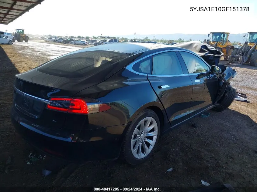 2016 Tesla Model S VIN: 5YJSA1E10GF151378 Lot: 40417205