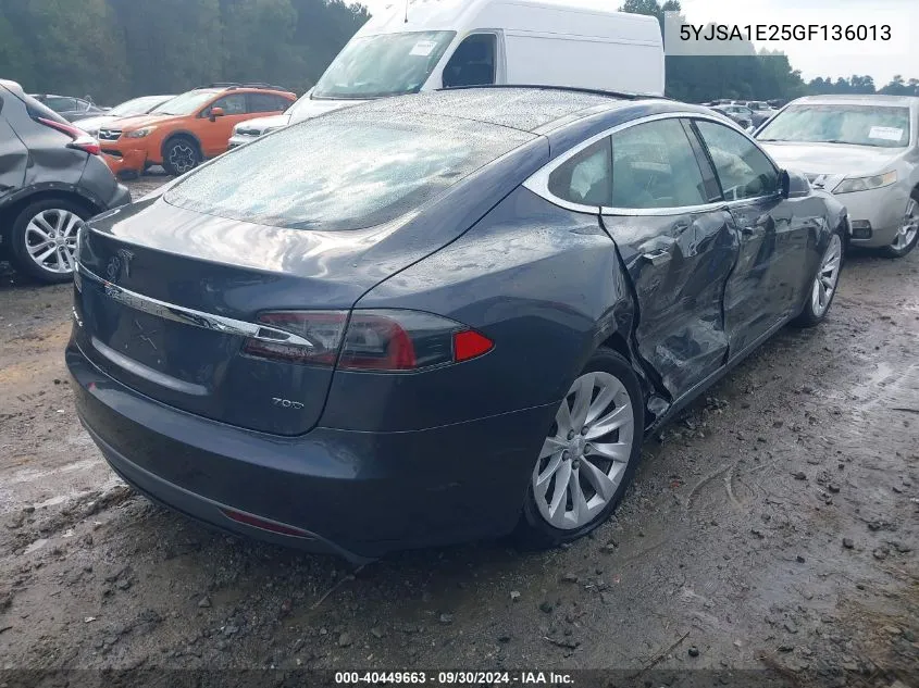 2016 Tesla Model S 60D/70D/75D/85D/90D VIN: 5YJSA1E25GF136013 Lot: 40449663