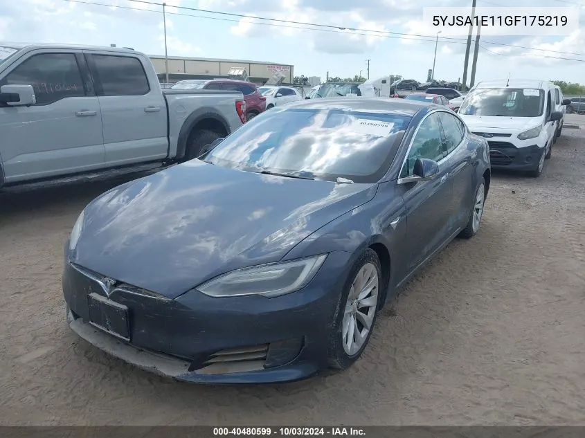 2016 Tesla Model S 60/70/75/85 VIN: 5YJSA1E11GF175219 Lot: 40480599