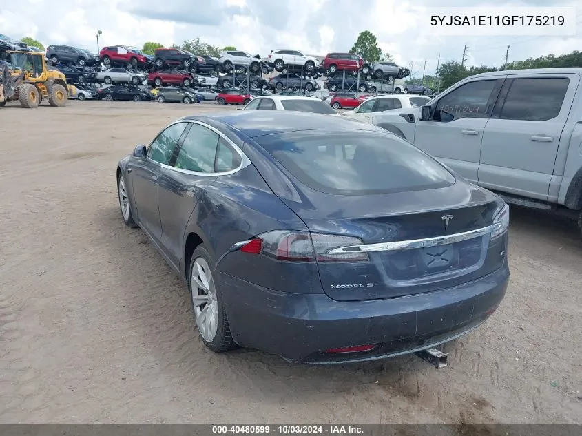 2016 Tesla Model S 60/70/75/85 VIN: 5YJSA1E11GF175219 Lot: 40480599