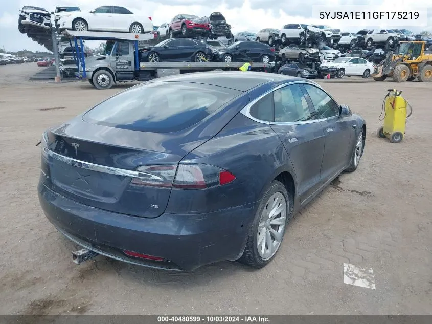 2016 Tesla Model S 60/70/75/85 VIN: 5YJSA1E11GF175219 Lot: 40480599