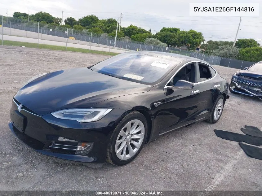 2016 Tesla Model S 60D/70D/75D/85D/90D VIN: 5YJSA1E26GF144816 Lot: 40519071