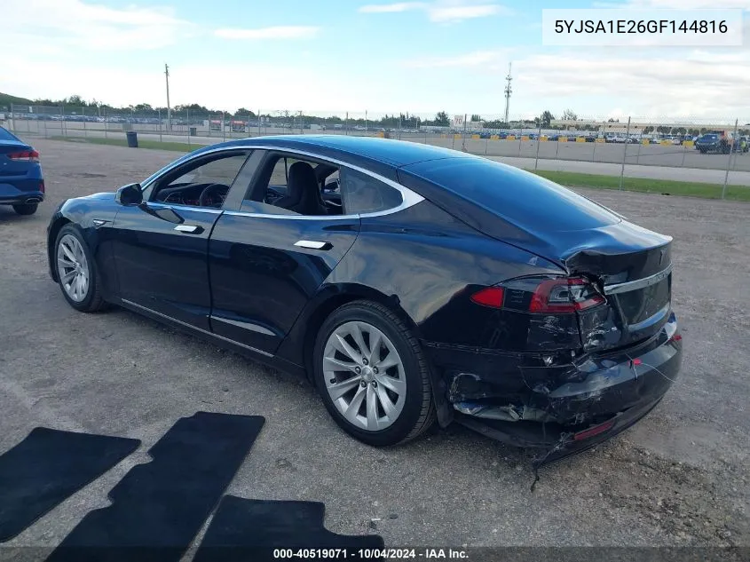 2016 Tesla Model S 60D/70D/75D/85D/90D VIN: 5YJSA1E26GF144816 Lot: 40519071