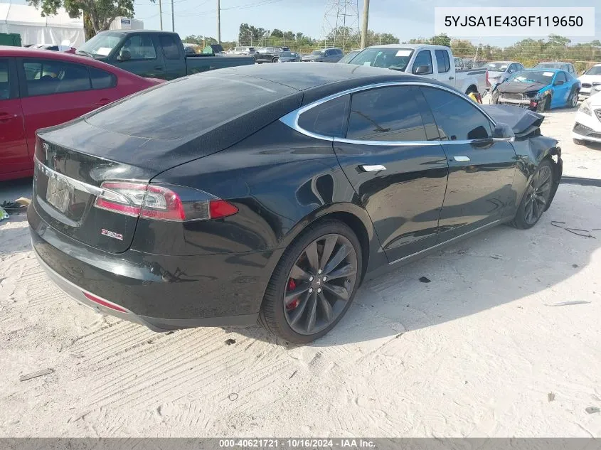 2016 Tesla Model S 90D/P100D/P85D/P90D VIN: 5YJSA1E43GF119650 Lot: 40621721