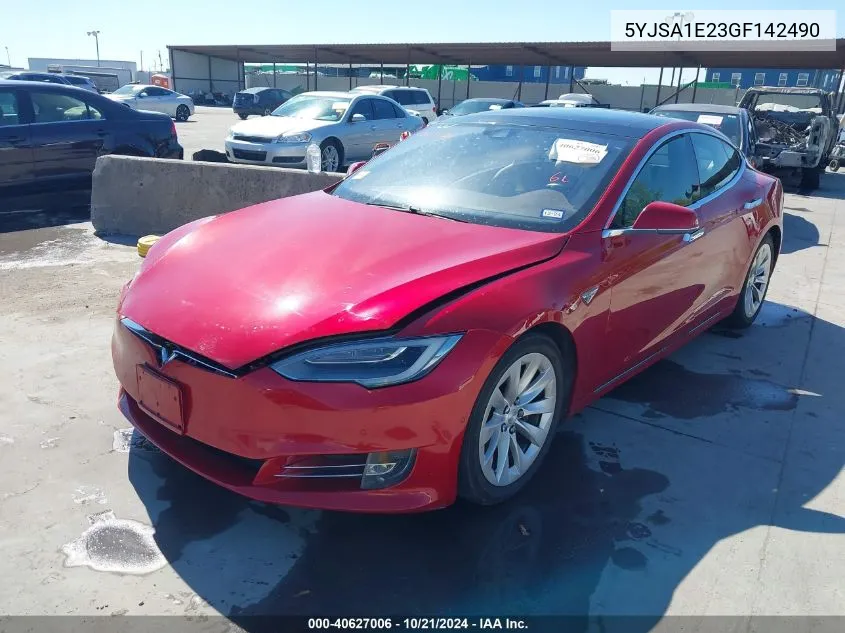 2016 Tesla Model S 60D/70D/75D/85D/90D VIN: 5YJSA1E23GF142490 Lot: 40627006