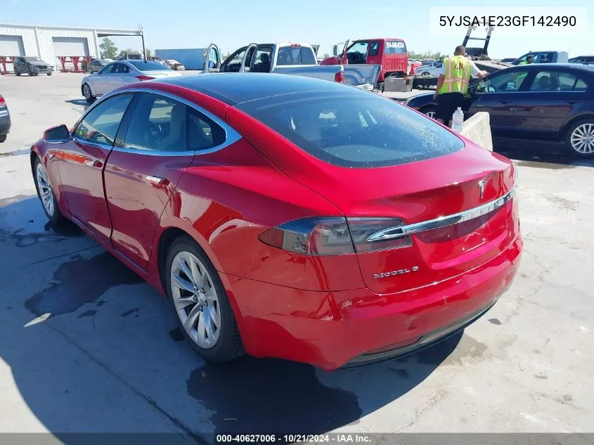 2016 Tesla Model S 60D/70D/75D/85D/90D VIN: 5YJSA1E23GF142490 Lot: 40627006