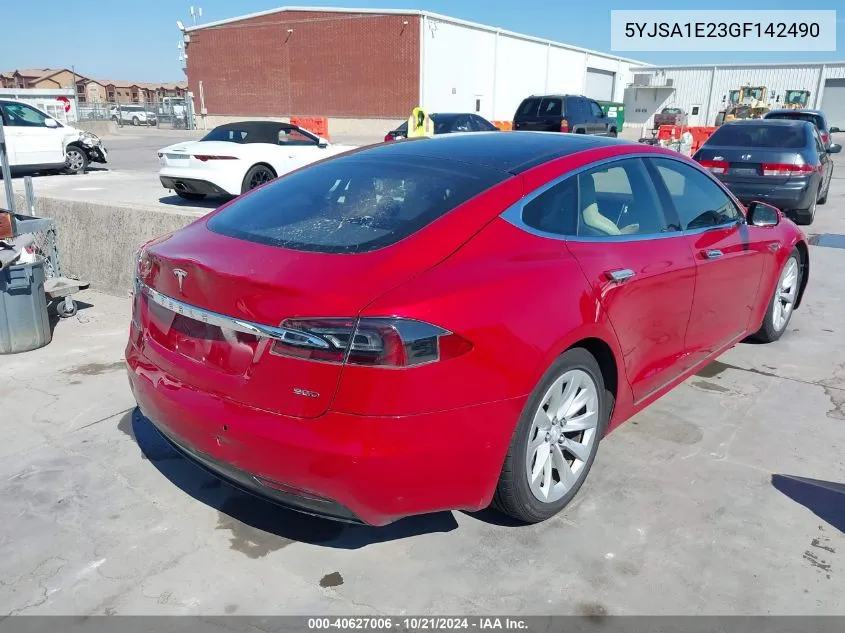 2016 Tesla Model S 60D/70D/75D/85D/90D VIN: 5YJSA1E23GF142490 Lot: 40627006