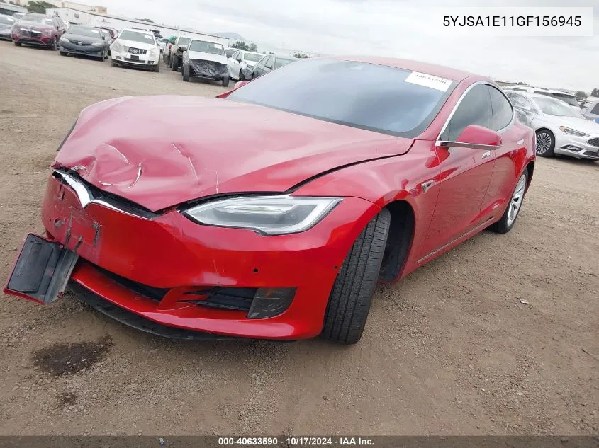 2016 Tesla Model S VIN: 5YJSA1E11GF156945 Lot: 40633590