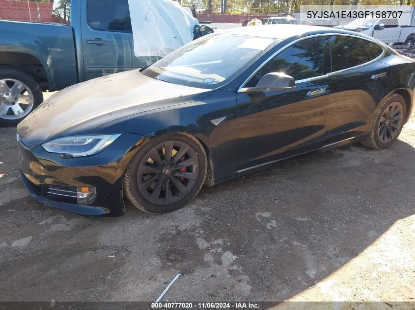 2016 Tesla Model S 90D/P100D/P85D/P90D VIN: 5YJSA1E43GF158707 Lot: 40777020