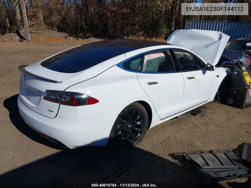 2016 Tesla Model S 60D/70D/75D/85D/90D VIN: 5YJSA1E23GF144112 Lot: 40810784