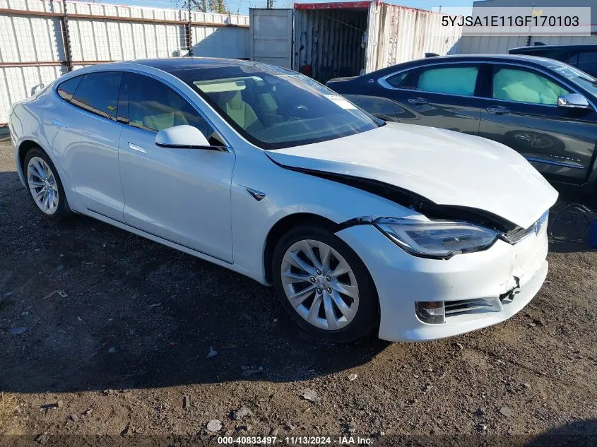 2016 Tesla Model S 60/70/75/85 VIN: 5YJSA1E11GF170103 Lot: 40833497