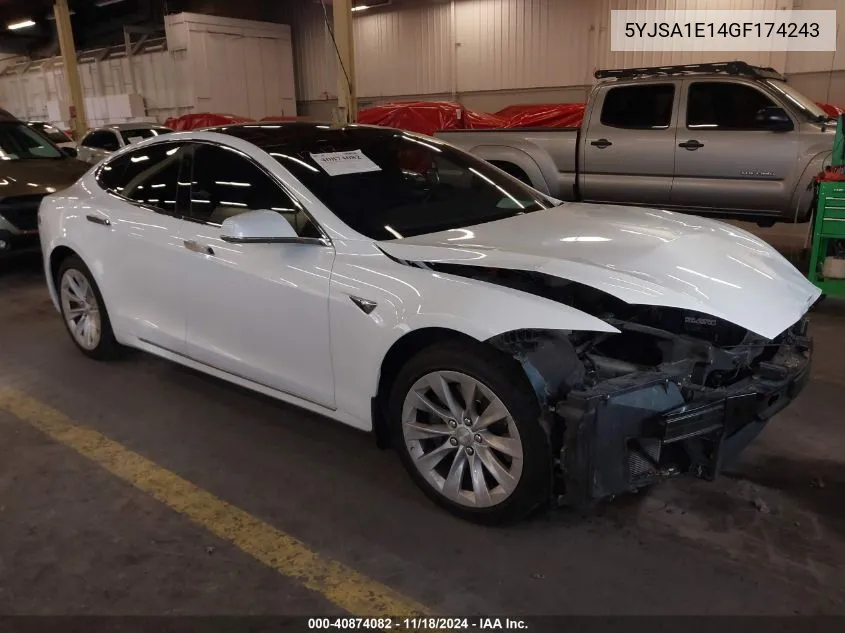 2016 Tesla Model S 60/70/75/85 VIN: 5YJSA1E14GF174243 Lot: 40874082