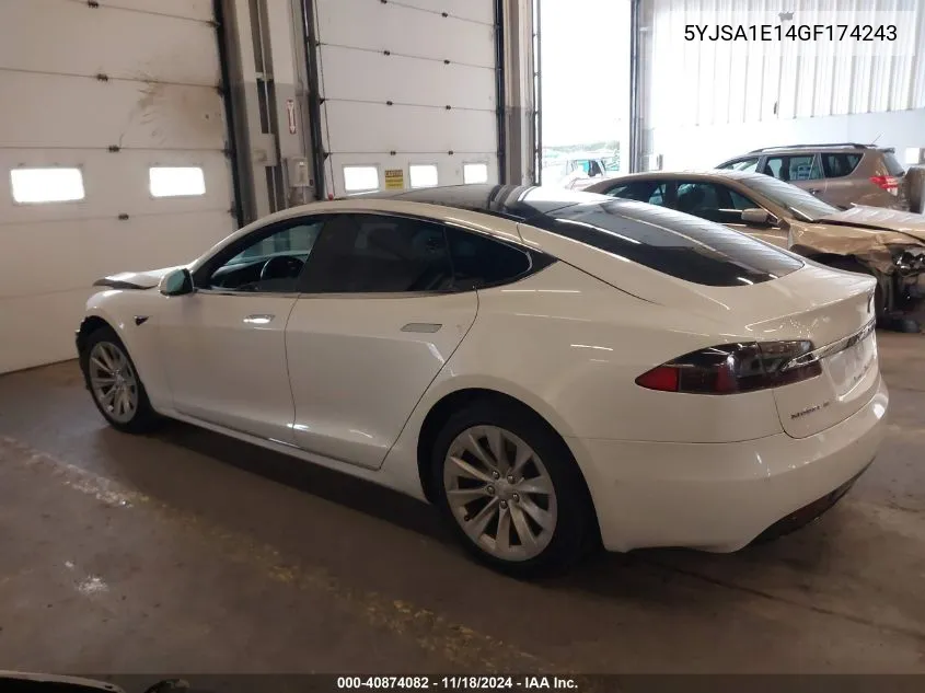 2016 Tesla Model S 60/70/75/85 VIN: 5YJSA1E14GF174243 Lot: 40874082