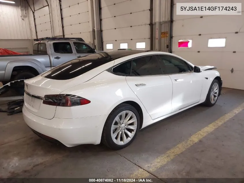 2016 Tesla Model S 60/70/75/85 VIN: 5YJSA1E14GF174243 Lot: 40874082