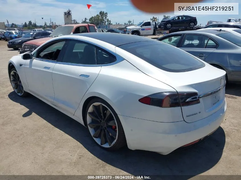 2017 Tesla Model S 100D/60D/75D/90D/P100D VIN: 5YJSA1E45HF219251 Lot: 39725373