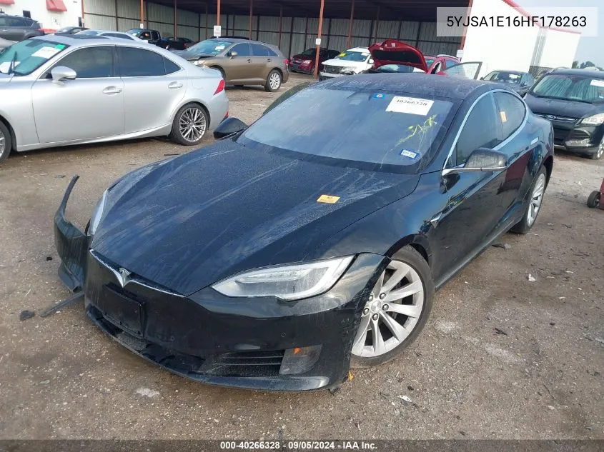 2017 Tesla Model S VIN: 5YJSA1E16HF178263 Lot: 40266328