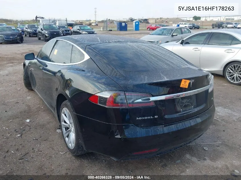 2017 Tesla Model S VIN: 5YJSA1E16HF178263 Lot: 40266328