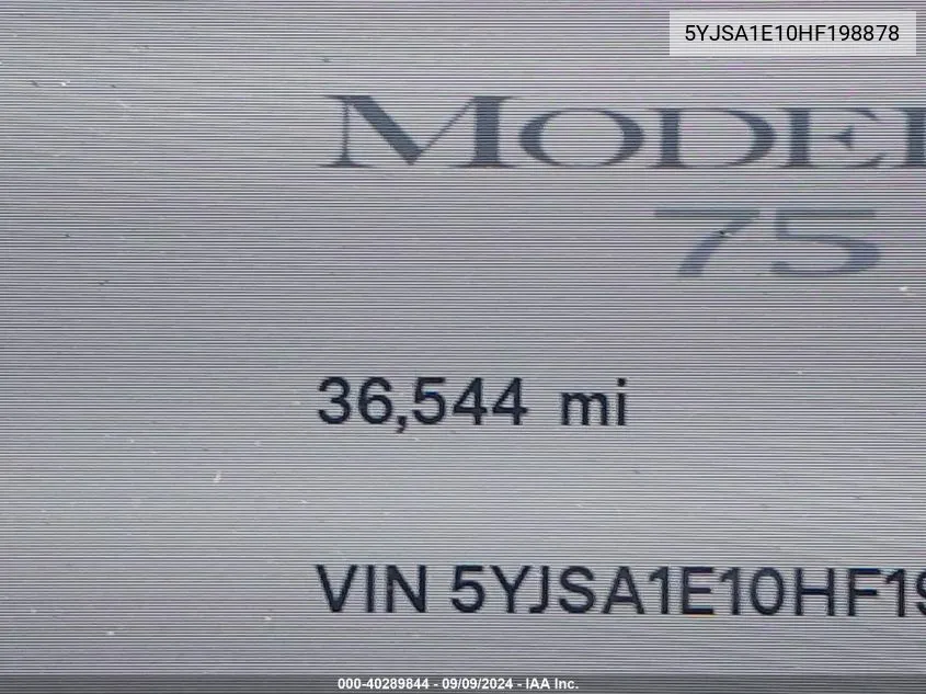 2017 Tesla Model S 60/75 VIN: 5YJSA1E10HF198878 Lot: 40289844