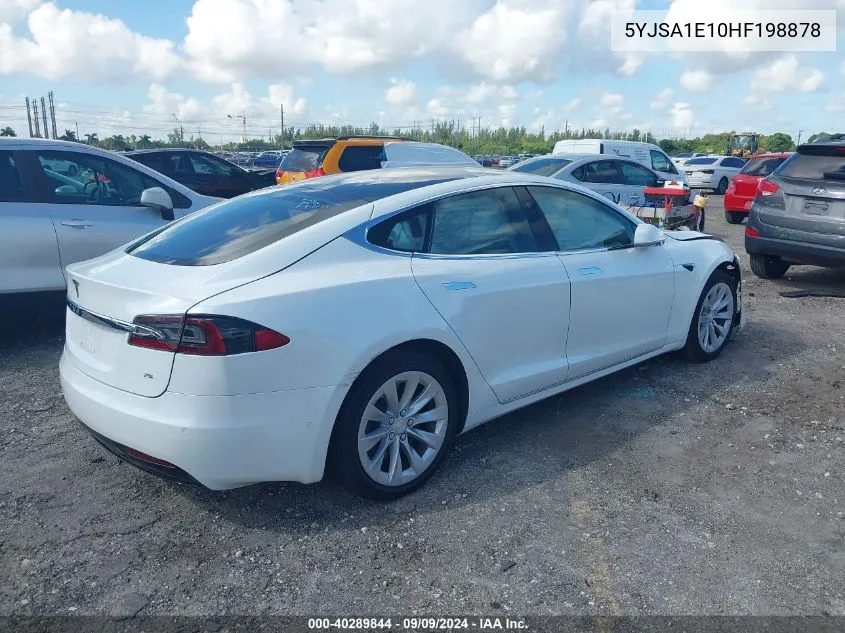 2017 Tesla Model S 60/75 VIN: 5YJSA1E10HF198878 Lot: 40289844