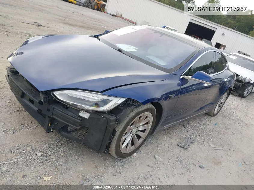 2017 Tesla Model S VIN: 5YJSA1E29HF217257 Lot: 40296051