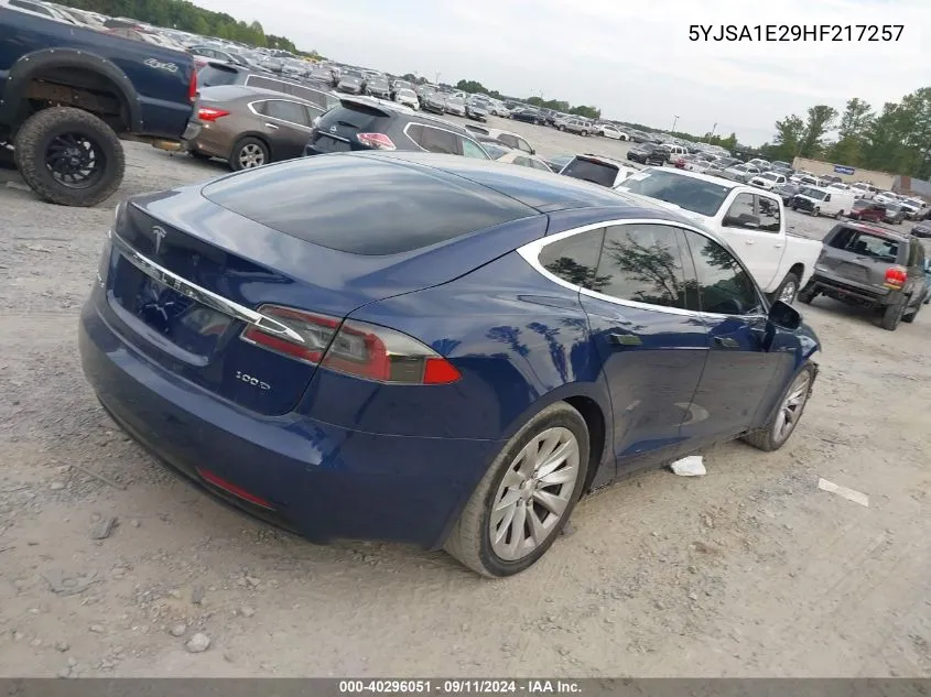 2017 Tesla Model S VIN: 5YJSA1E29HF217257 Lot: 40296051