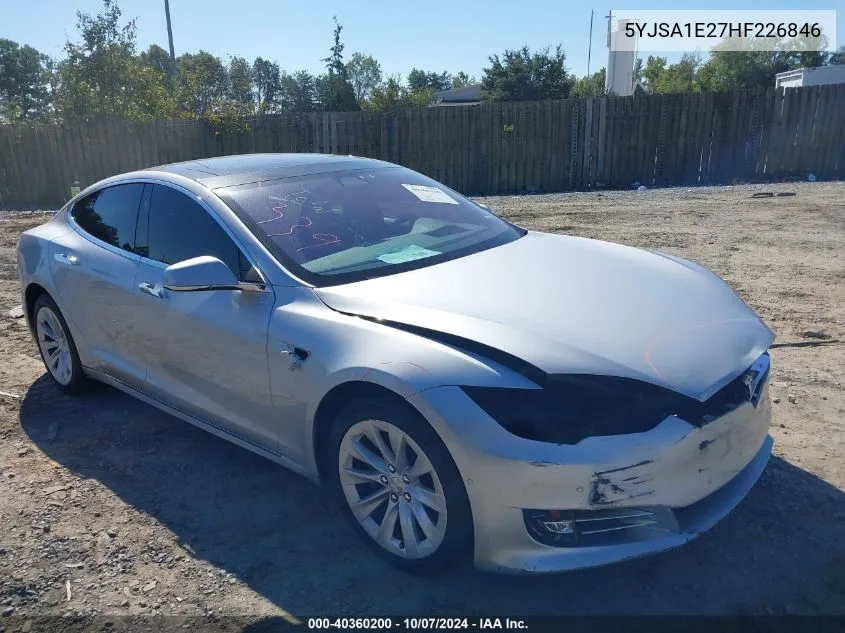 2017 Tesla Model S 100D/60D/75D/90D/P100D VIN: 5YJSA1E27HF226846 Lot: 40360200