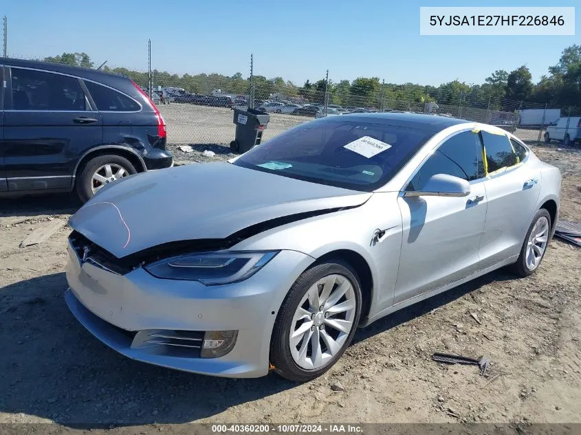 2017 Tesla Model S 100D/60D/75D/90D/P100D VIN: 5YJSA1E27HF226846 Lot: 40360200