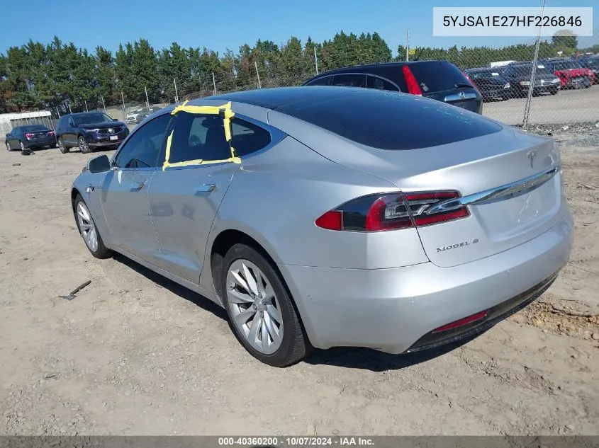 2017 Tesla Model S 100D/60D/75D/90D/P100D VIN: 5YJSA1E27HF226846 Lot: 40360200