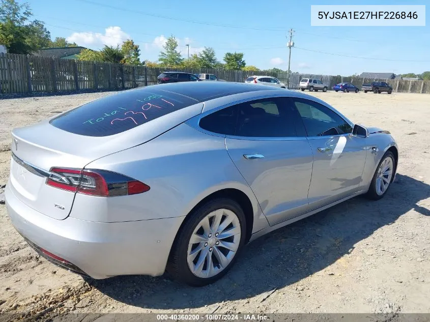 2017 Tesla Model S 100D/60D/75D/90D/P100D VIN: 5YJSA1E27HF226846 Lot: 40360200