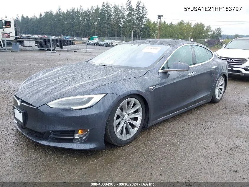 2017 Tesla Model S 100D/60D/75D/90D/P100D VIN: 5YJSA1E21HF183797 Lot: 40384905