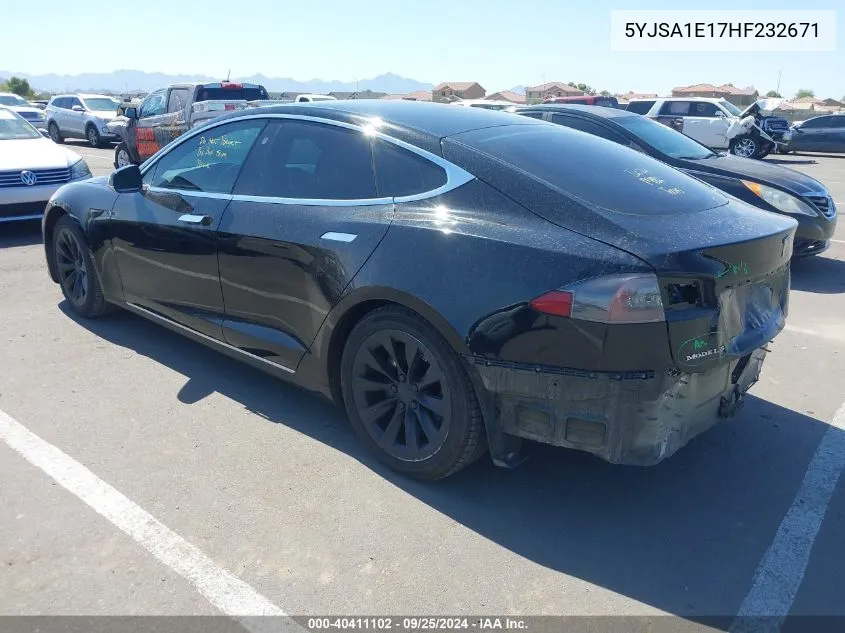 2017 Tesla Model S 60/75 VIN: 5YJSA1E17HF232671 Lot: 40411102