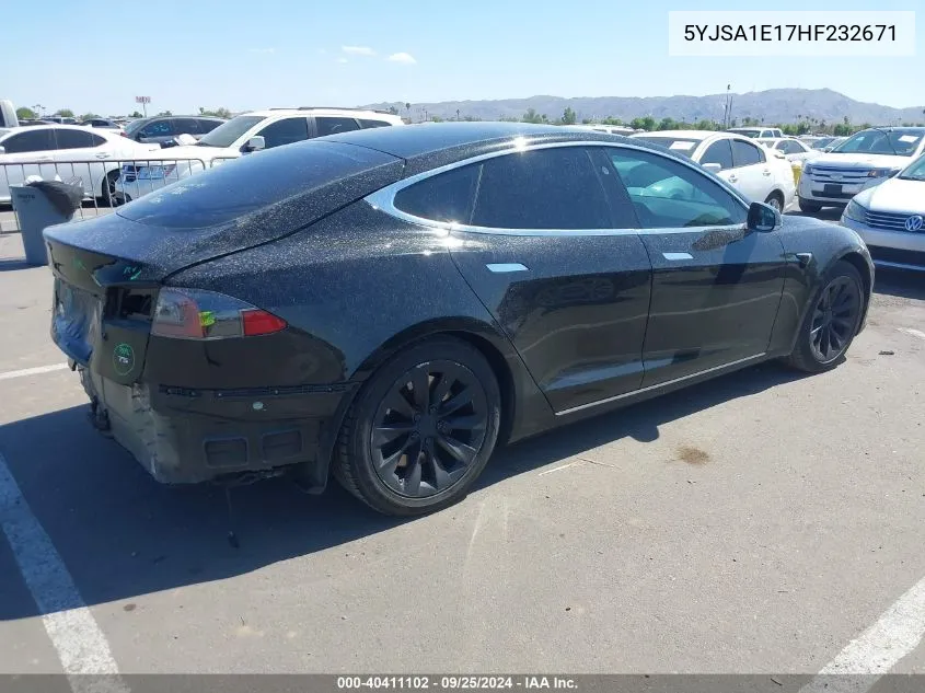 2017 Tesla Model S 60/75 VIN: 5YJSA1E17HF232671 Lot: 40411102