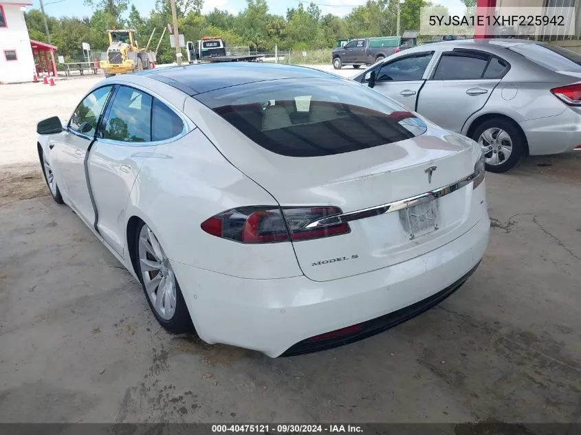 2017 Tesla Model S 60/75 VIN: 5YJSA1E1XHF225942 Lot: 40475121