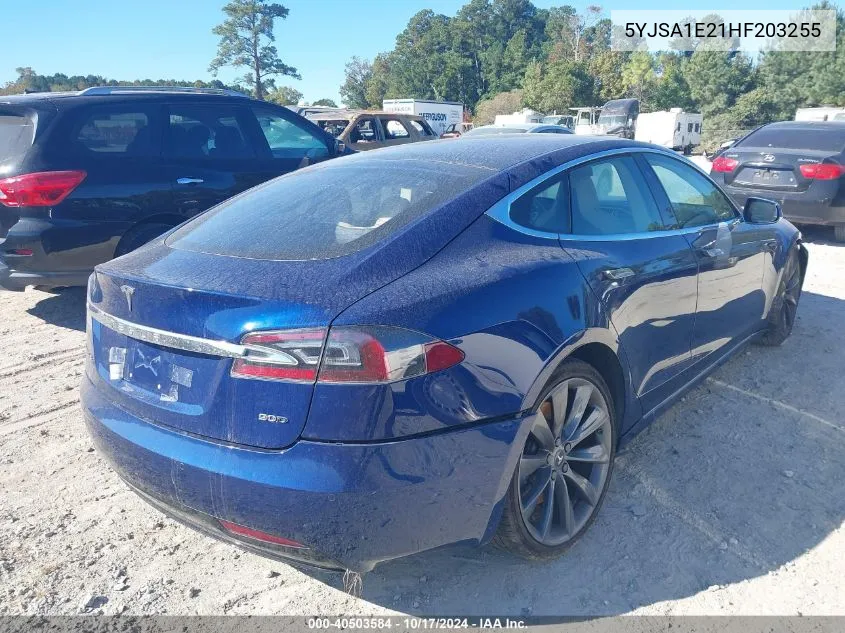 2017 Tesla Model S VIN: 5YJSA1E21HF203255 Lot: 40503584