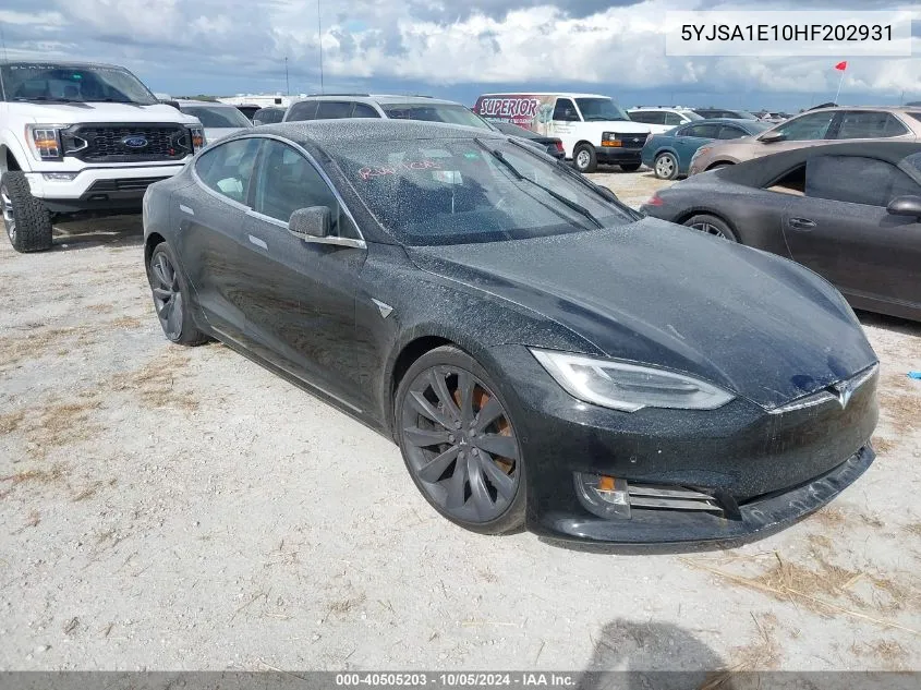 2017 Tesla Model S 60/75 VIN: 5YJSA1E10HF202931 Lot: 40505203