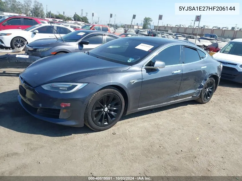 2017 Tesla Model S 100D/60D/75D/90D/P100D VIN: 5YJSA1E27HF206144 Lot: 40519551