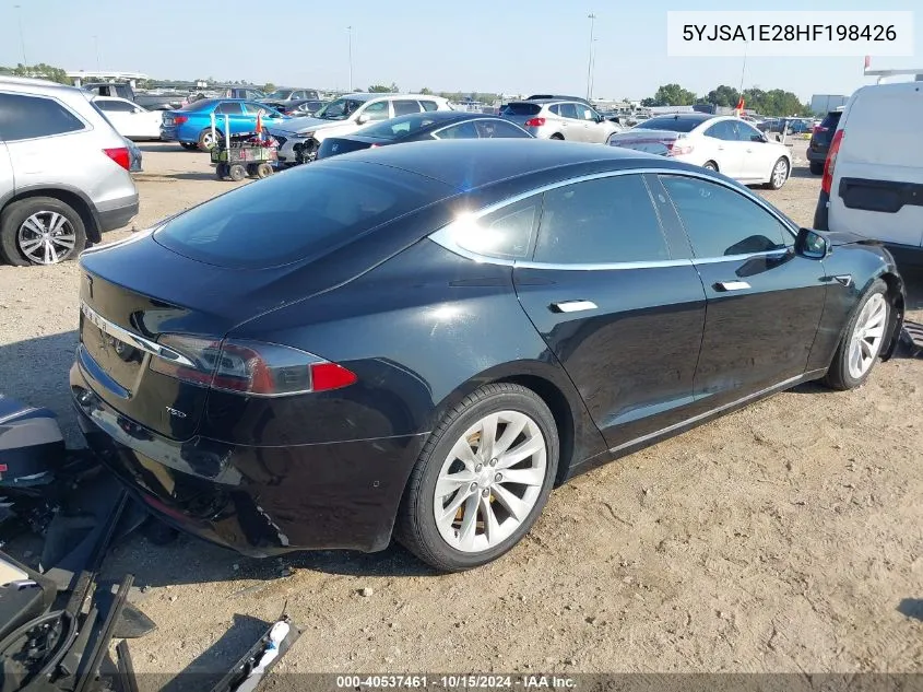 2017 Tesla Model S 100D/60D/75D/90D/P100D VIN: 5YJSA1E28HF198426 Lot: 40537461