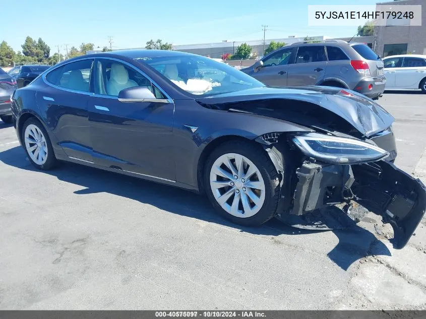 2017 Tesla Model S 60/75 VIN: 5YJSA1E14HF179248 Lot: 40575097