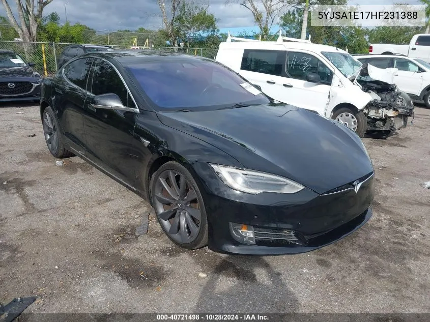 2017 Tesla Model S 60/75 VIN: 5YJSA1E17HF231388 Lot: 40721498