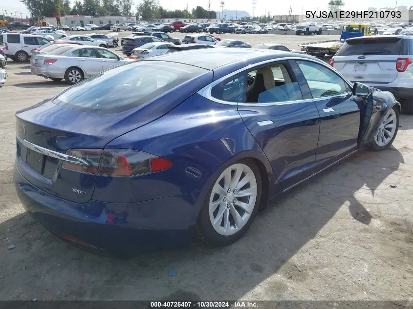 2017 Tesla Model S 100D/60D/75D/90D/P100D VIN: 5YJSA1E29HF210793 Lot: 40725407