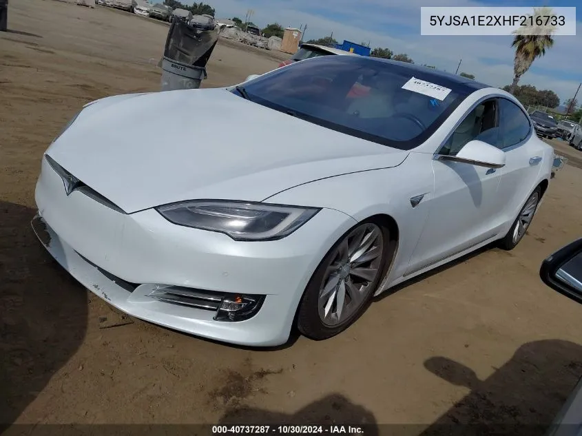 2017 Tesla Model S 100D/60D/75D/90D/P100D VIN: 5YJSA1E2XHF216733 Lot: 40737287