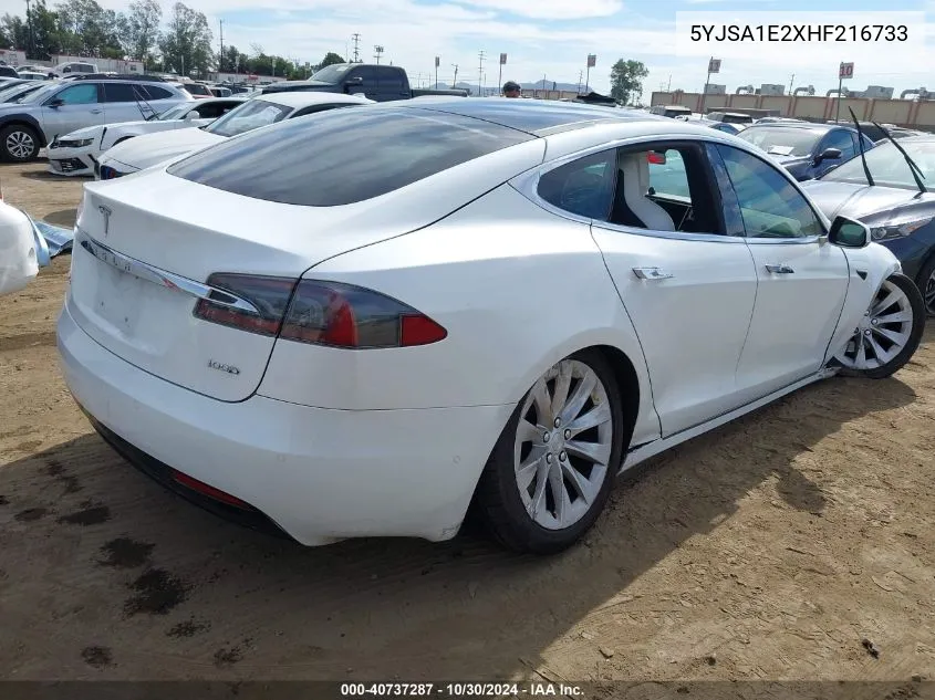 2017 Tesla Model S 100D/60D/75D/90D/P100D VIN: 5YJSA1E2XHF216733 Lot: 40737287