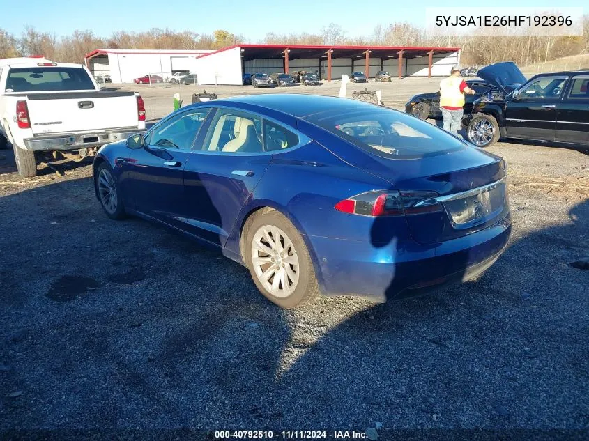 2017 Tesla Model S 100D/60D/75D/90D/P100D VIN: 5YJSA1E26HF192396 Lot: 40792510